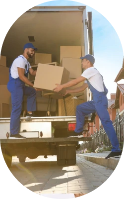 moving boys dropping boxes in the truck