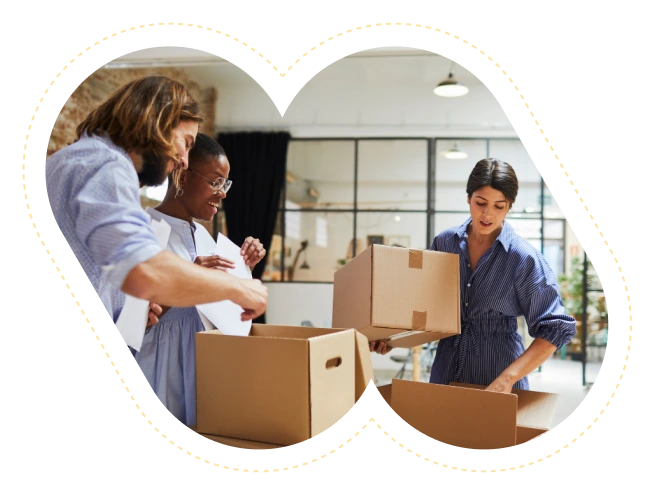 three woman helping with the relocation